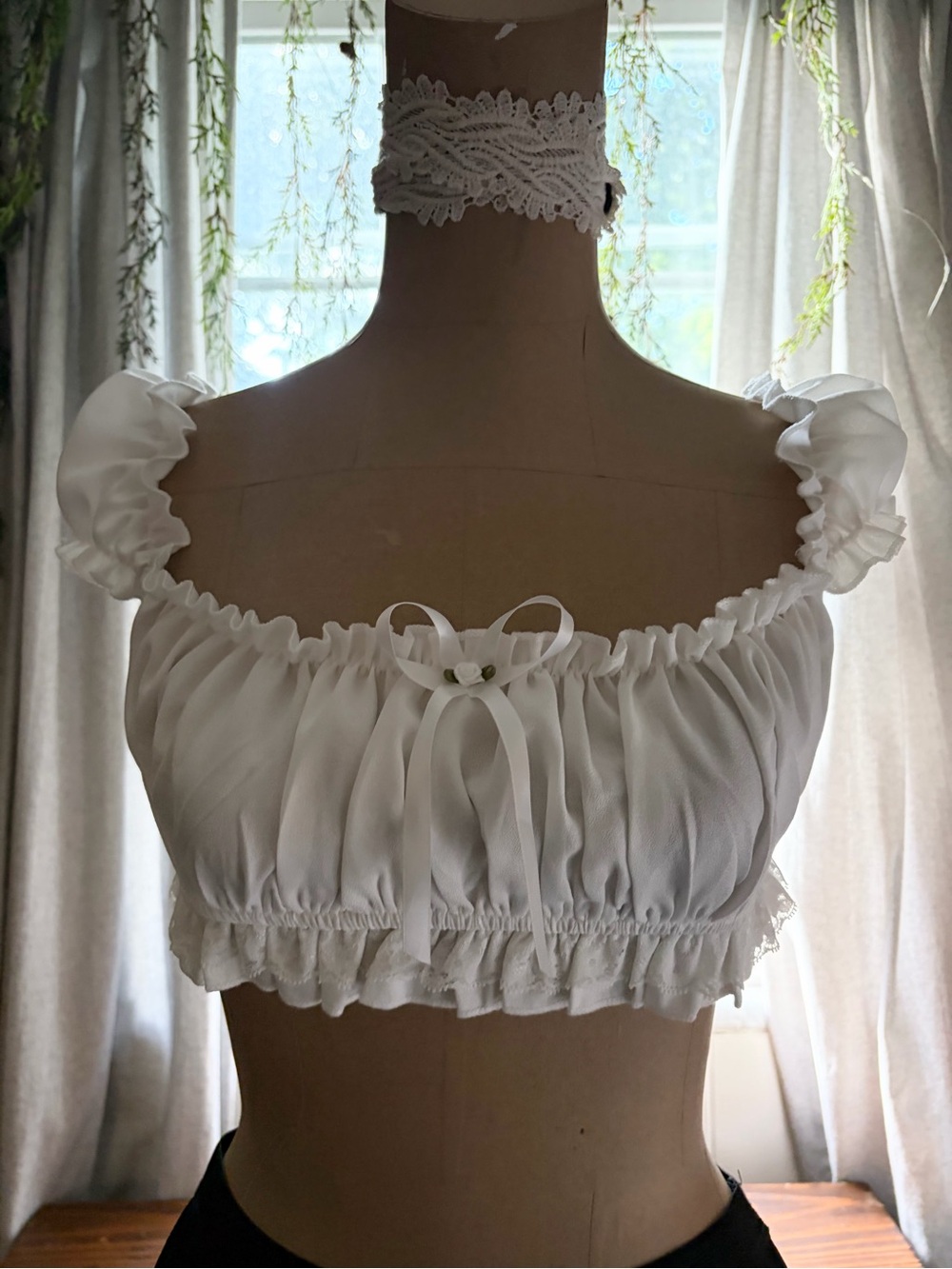 White Ruffled Crop Top - Picture 10 of 10
